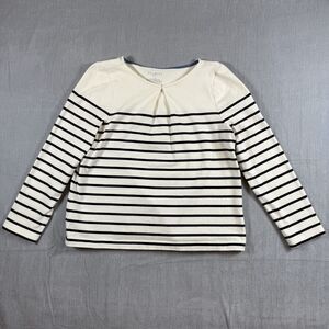 Talbots Petite Pullover Sweater Size Large Black Ivory Striped Boat Neck